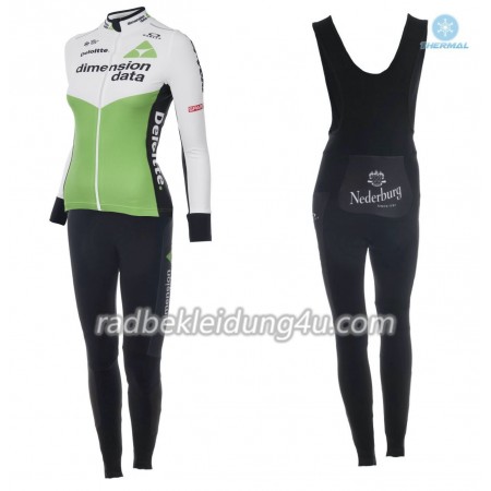Set Langarmtrikot + Trägerhose Lange 2018 Dimension Data Damen Winter Thermal Fleece N001